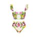 Women's High Waist Bikini Set - Floral Print Two-Piece Swimsuit With Side Split_ecoleips.com