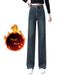 Women's Slim Wide-Leg Jeans, Autumn/Winter, Fleece-Lined, New Trendy High-Waisted Slimming Versatile Casual Straight_ecoleips.com