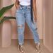 European And American Casual Women's Clothing 2024 Spring/Summer New Style Unique Ripped Diagonal Buckle Stretch Jeans_ecoleips.com