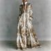Elegant Retro Casual Long Sleeved Printed Dress Slim Fitting Women's Vacation Clothing_ecoleips.com