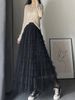 K Net Lace Cake Dress New Style Midi Skirt A-line Long Skirt Puffy Tulle Skirt_ecoleips.com