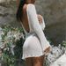 Women's Clothing New Knitted Sexy Large Backless Beach Holiday Dress Long Sleeve Hollow Perspective Women's Clothing_ecoleips.com
