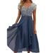 Elegant Floral Print Chiffon Maxi Dress V-Neck Summer Casual A-Line plus Size Women's Dress S-5XL_ecoleips.com