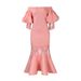D3223 Cross-Border Foreign Trade Summer New One-Shoulder Lace Elegant Fishtail European And American Style Dress_ecoleips.com