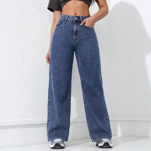 K American Wide Leg Jeans Women's New Loose And Slimming Straight Leg Denim Pants With Floor Length_ecoleips.com