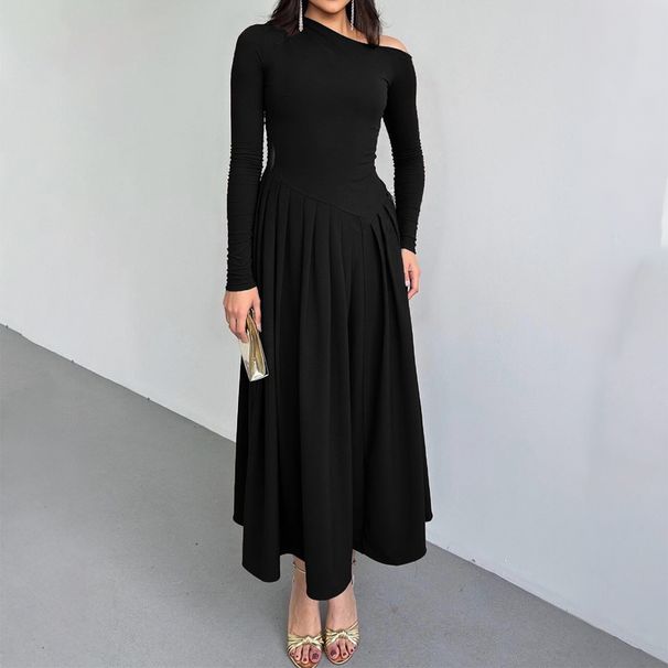 Women Elegant High Waist Long Sleeve Slim Fit Floor‑Length Maxi Dress Casual Daily Wear_ecoleips.com