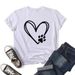 Cross-border Plus-size Top With Heart And Animal Paw Prints, Short-sleeved Women's T-shirt For Summer_ecoleips.com