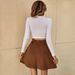 Voya Discounted Women's 2026 European And American Style Casual Waist Belt A-line Sweet Short Skirt Corduroy High Waisted Skirt_ecoleips.com