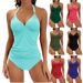 Women's Clothing Halter Neck Bikini Solid Color Strap Split Two Piece Bikini Swimsuit_ecoleips.com