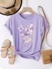 European And American Cross-border Foreign Trade Clothing Butterfly Print Round Neck Printed Women's Short-sleeve_ecoleips.com