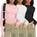 Women's Clothing Casual Long Sleeved Spring And Autumn Solid Color Slim Pullover T Shirt Women's Street Wear Bottoming Shirt Top Three Piece_ecoleips.com