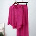 Plus Size Southeast Asian Loose Fit Long Sleeve Shirt Wide Leg Pants Set Stretch Wrinkled Fashion Sports Suit For Women Autumn Winter_ecoleips.com