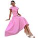 Women's Clothing Spring And Summer New Pink Cotton High Waist V Neck Skirt Suit Fashion Women's Clothing Two Piece Suit_ecoleips.com
