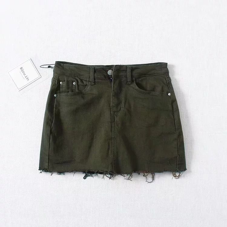 Women's Clothing Chic High Waist Denim Short Skirt Women Summer Raw Edge A Line Skirt With Safety Pants Mini Skirt_ecoleips.com