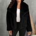 K01 Short Faux Fur Coat With Fox Fur Collar; Fashionable Women's Fur Coat With Plush Fuzziness_ecoleips.com