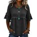 New Women's Casual Loose Fit Shirt Round Neck Pullover Short Sleeve Top Style Fashion_ecoleips.com