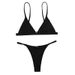 Women's Clothing Summer Split Swimsuit Solid Color Lace Up Halter High Waist Sexy Bikini Set_ecoleips.com