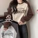 Real Shot Foreign Trade Women's Autumn And Winter Loose-fitting Short Raglan Long-sleeve T-shirt Contrasting Colors,_ecoleips.com