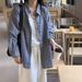 Women’s Clothing Retro Blue Long Sleeved Plaid Shirt For Women In Early Autumn Lazy Style Tops Casual Plaid Jacket Loose Outer Shirt_ecoleips.com