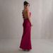 Satin Slip Dress For Women, Elegant V-Neck Backless Maxi Dress For Party, Evening, Date Night In Burgundy, Black, White_ecoleips.com