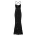Elegant Bodycon Halter Top Dress European American Style High End with Three Dimensional Flowers Heavy Duty Herringbone Bra_ecoleips.com