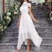 Women's Clothing Sleeveless High Collar Lace Chiffon Bridesmaid Dress Midi Skirt_ecoleips.com