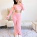 Women's Clothing Sweet And Spicy Style One Shoulder Top Flared Trousers Two Piece Suit_ecoleips.com