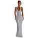 Women's Clothing Sexy Deep V Sleeveless Halter Neck Dress For Women Summer New Style Temperament Sequined Backless Waist Hip Skirt_ecoleips.com