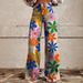 Women's Wide Leg Flare Pants Faux Denim With Five-Pointed Star Print Bohemian Casual Beach Style Cotton Jeans For Spring/Autumn & Summer_ecoleips.com