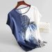 Women's Clothing Mother's Summer Ice Silk Tops For Middle Aged And Elderly Women With Large Size Printed Short Sleeved Loose Belly Covering T Shirts_ecoleips.com