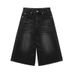 American Black Denim Pants For Women In Autumn And Winter, Loose Cropped Wide Pants, Straight Leg Shorts, Trendy_ecoleips.com