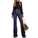 Women's Clothing New Buttoned High Waist Jeans Women's Slim Temperament Flared Pants Trousers Spot_ecoleips.com