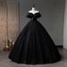 Elegant Off-Shoulder Black Evening Dress With V-Neck – Slim A-Line Gown For Performances, Galas & Special Occasions (XS-XXXL)_ecoleips.com