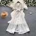 Elegant French Style Floral Print Dress with Collar Korean Tie Waist Short Sleeves a Line Skirt for Women_ecoleips.com