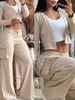 Casual Long-Sleeve Top & Pants Set – Breathable Polyester Comfort Wear For Women (Multiple Colors & Prints)_ecoleips.com
