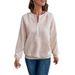Women's Casual Zip-Up Hoodie With Textured Fabric - Comfortable Pullover For Autumn & Winter - Khaki_ecoleips.com