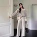 Women's Fashionable Korean Style Two Piece Set Loose Striped Knit Top with Casual High Waisted Wide Leg Pants_ecoleips.com
