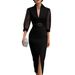 2026 European And American Cross-border Independent Site SHEIN Elegant Three-quarter Sleeve Mesh Patchwork Dress_ecoleips.com