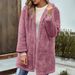 Women's Solid Color Casual Loose Plush Hooded Cardigan Mid-Length Coat Fall Winter New Arrival_ecoleips.com
