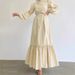 European And American New Elegant Waisted Robe Solid Color Long Skirt Female Stand Up Collar Button Fashion Splicing Dress_ecoleips.com