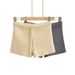 Aria Basics Aria Basics European American Style Elastic Waist Stretchy Bodycon Knitted Shorts, Autumn And Winter Ribbed Slim-fit Solid Color_ecoleips.com