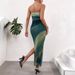 Women’s Clothing Mesh Gradient Pleated Sexy Tight Slit Strapless Tube Top Long Skirt_ecoleips.com