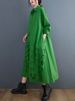 Green Vintage Hollow Out Shirt Dresses For Women New Long Sleeve Loose Casual Dress Elegant Clothing Fashion Spring Autumn 2026_ecoleips.com