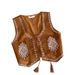 Women's Artistic Retro Style Embroidered Belted Cardigan Vest Heavy Duty Fashionable Short Suede Outerwear Slimming Chic Versatile_ecoleips.com