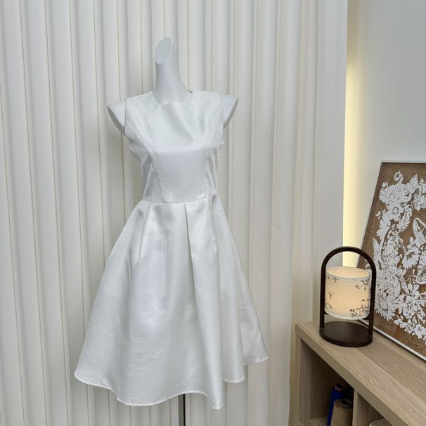 Avenemen/Sleeveless Waist Hepburn Skirt/Slim Design Medium To Long Three Dimensional A-Line Skirt Dress For Women_ecoleips.com