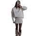 Retro Color-Block Striped Knit Sweater – Oversized Pullover With Half-Zip & Collar, Cotton Blend Casual Top For Women & Men_ecoleips.com