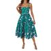 2026 Summer New European And American Women's Fashion Elegant Floral Print Mid-Length Dress With Straps_ecoleips.com