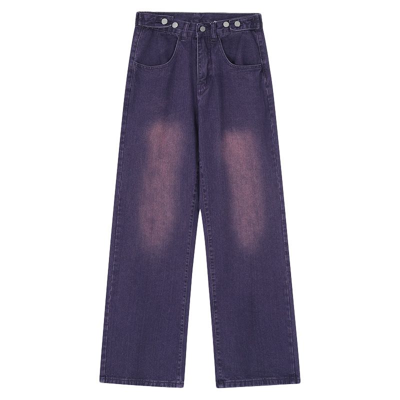 Women's Clothing High Street Loose Straight Pink Washed Jeans Spring And Summer High Waist Drape Mopping Wide Leg Trousers_ecoleips.com