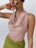 Verve Women's Sexy Sleeveless Satin Blouse 2025 Spring Summer Work Shirt_ecoleips.com