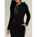 Women's Clothing New Hooded Zipper Pullover Mid Length Sweatshirt Dress, 5 Colors, 6 Sizes Available_ecoleips.com